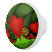 赤いハートライムグリーンモダン抽象芸術フラクタル セラミックノブ (右)