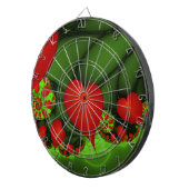 赤いハートライムグリーンモダン抽象芸術フラクタル ダーツボード (正面右)