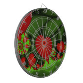 赤いハートライムグリーンモダン抽象芸術フラクタル ダーツボード (正面左)