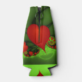 赤いハートライムグリーンモダン抽象芸術フラクタル ボトルクーラー (裏面)