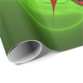 赤いハートライムグリーンモダン抽象芸術フラクタル ラッピングペーパー (ロールコーナー)