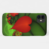 赤いハートライムグリーンモダン抽象芸術フラクタル Case-Mate iPhoneケース (裏面(横))