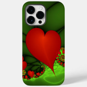 赤いハートライムグリーンモダン抽象芸術フラクタル Case-Mate iPhone 14 PRO MAXケース