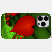 赤いハートライムグリーンモダン抽象芸術フラクタル Case-Mate iPhoneケース (裏面 (横))