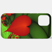 赤いハートライムグリーンモダン抽象芸術フラクタル Case-Mate iPhoneケース (裏面 (横))