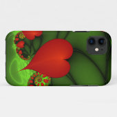 赤いハートライムグリーンモダン抽象芸術フラクタル Case-Mate iPhoneケース (裏面(横))
