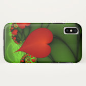 赤いハートライムグリーンモダン抽象芸術フラクタル Case-Mate iPhoneケース (裏面(横))