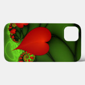 赤いハートライムグリーンモダン抽象芸術フラクタル Case-Mate iPhoneケース (裏面 (横))