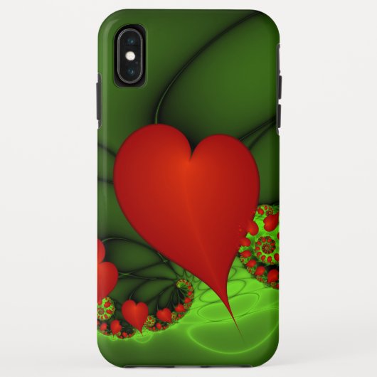 赤いハートライムグリーンモダン抽象芸術フラクタル Case-Mate iPhoneケース (裏面)