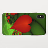 赤いハートライムグリーンモダン抽象芸術フラクタル Case-Mate iPhoneケース (裏面(横))