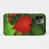 赤いハートライムグリーンモダン抽象芸術フラクタル Case-Mate iPhoneケース (裏面(横))
