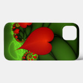 赤いハートライムグリーンモダン抽象芸術フラクタル Case-Mate iPhoneケース (裏面 (横))