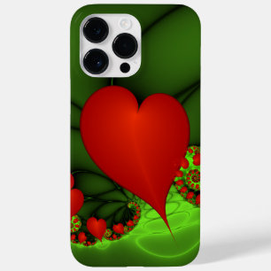 赤いハートライムグリーンモダン抽象芸術フラクタル Case-Mate iPhone 14 PRO MAXケース