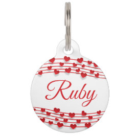 赤いハートラウンドペットタグ ペット　ネームタグ