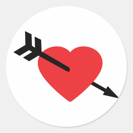 赤いハートラブアモールアロー ラウンドシール (正面)