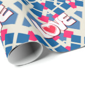 赤いハートラブジオメトリックパターンラッピング紙 ラッピングペーパー (ロールコーナー)