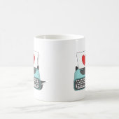 赤いハートラブノートヴィンテージタイプライターバレンタイン コーヒーマグカップ (中央)