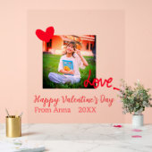 赤いハートラブハッピーバレンタインデー追加フォト名 アクリルサイン (ウェディング)
