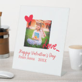 赤いハートラブハッピーバレンタインデー追加フォト名 台座サイン (インサイチュ)
