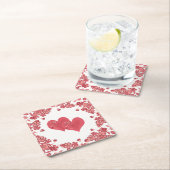 赤いハートラブバレンタインデー スクエアペーパーコースター (インサイチュ)