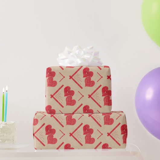 赤いハートラブバレンタインデー ラッピングペーパー (パーティーギフト)