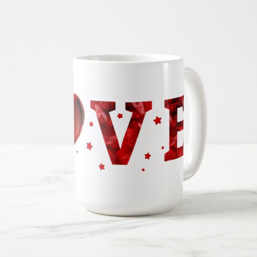 赤いハートラブマグ コーヒーマグカップ (正面右)