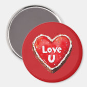 赤いハートラブユークッキー マグネット (正面/裏面)