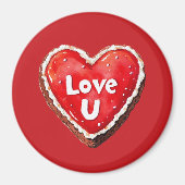 赤いハートラブユークッキー マグネット (正面)