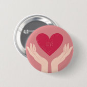 赤いハートラブロマンチックなバレンタインデー 缶バッジ (正面&裏面)