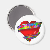 赤いハートリボン マグネット (正面/裏面)