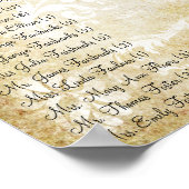 赤いハートリーフダマスコウェディングシーティングチャート ポスター (角)