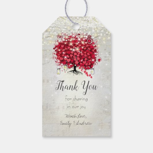 赤いハートリーフツリーザスターズギフトラベル ギフトタグ (裏面)