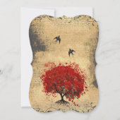 赤いハートリーフツリー中世ルネッサンス結婚ズ 招待状 (正面)