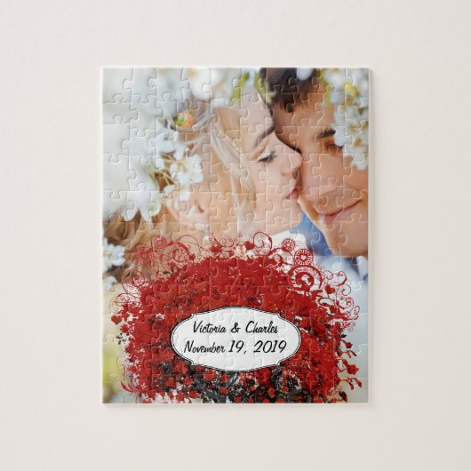 赤いハートリーフツリー ジグソーパズル (縦)