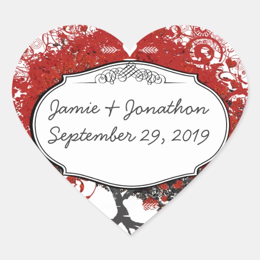 赤いハートリーフツリー ハートシール (正面)