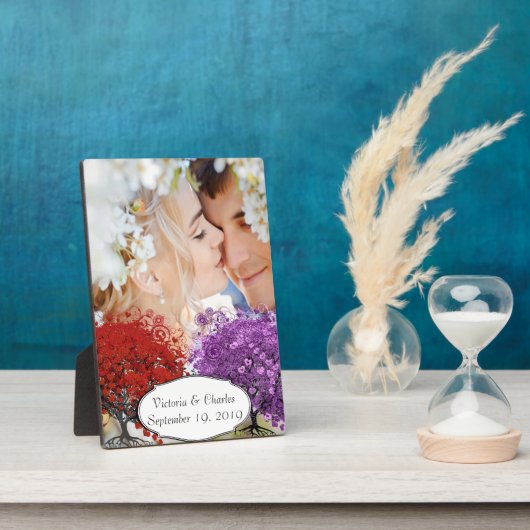 赤いハートリーフツリー フォトプラーク (側面)