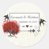 赤いハートリーフツリー ラウンドシール (正面)