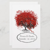 赤いハートリーフツリー 便箋 (正面/裏面)