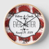 赤いハートリーフツリー 壁時計 (正面)