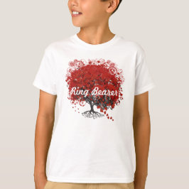赤いハートリーフツリー Tシャツ