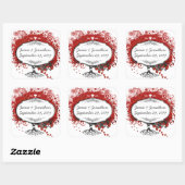 赤いハートリーフ結婚ツリー スクエアシール (シート)