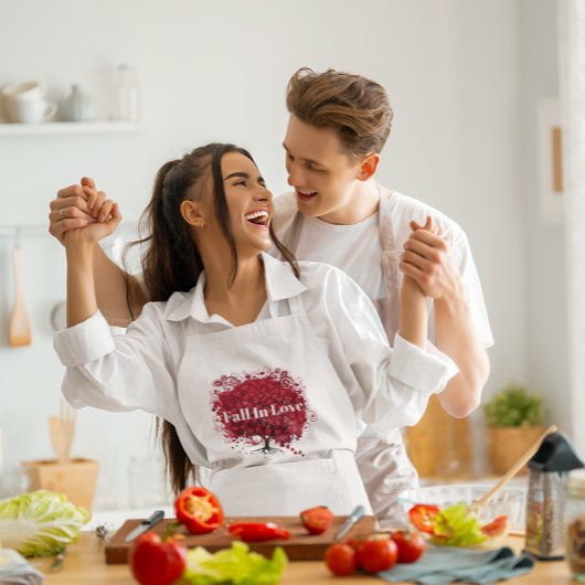 赤いハートリーフ結婚ツリー スタンダードエプロン