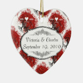 赤いハートリーフ結婚ツリー セラミックオーナメント (右)