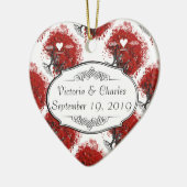 赤いハートリーフ結婚ツリー セラミックオーナメント (左)
