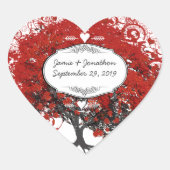 赤いハートリーフ結婚ツリー ハートシール (正面)