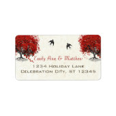 赤いハートリーフ結婚ツリー ラベル (正面)