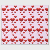 赤いハートレインオンピンク包み紙 ラッピングペーパー (フラット)
