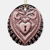 赤いハートロックオーナメント セラミックオーナメント (左)