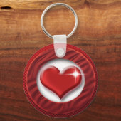 赤いハートロマンチックキーホルダー&キーリング キーホルダー (正面)