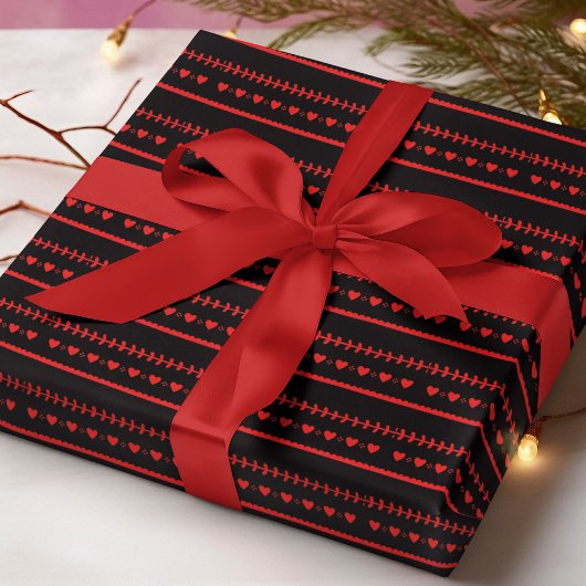 赤いハートロマン素朴ムスカンジ ラッピングペーパー